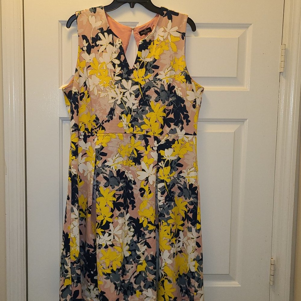 Pink Yellow Multicolor Floral Dress, Phase7, Size 14
